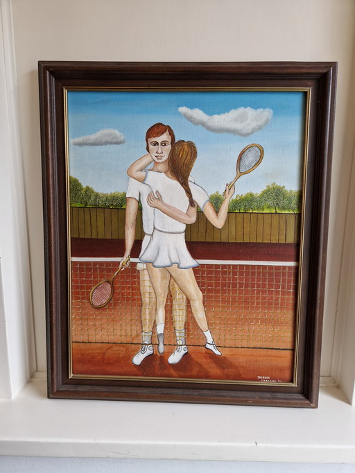 Beautiful painting tennis court cheerful style Nicolay Reznichenko