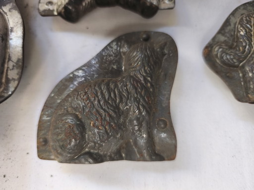 Complete lot of 4 antique designer chocolate molds