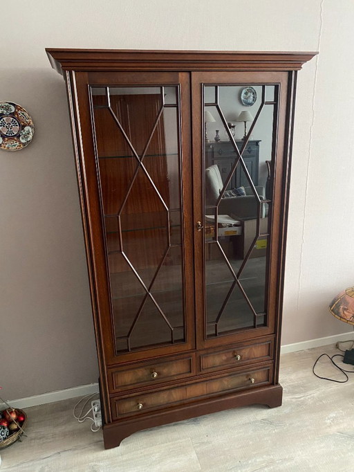 Display case Louis XV style in walnut color