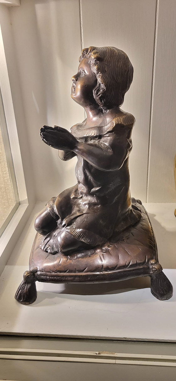 Bronze Praying Girl Morning Prayer M. Moreau Sculpture – Mathurin Moreau (photo 2 of 11)