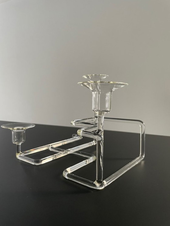 Image 1 of Artistieke glazen kandelaar – sculpturaal geometrisch ontwerp