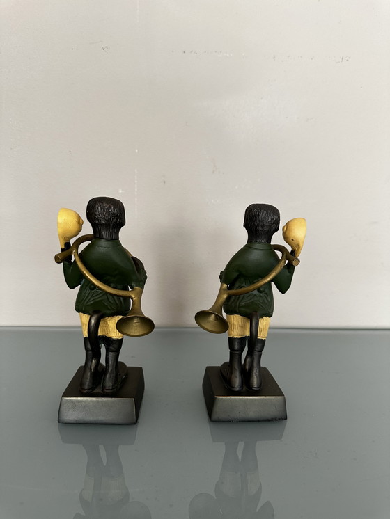 Image 1 of Französische Liebhaber-Statuen aus grüner Bronze