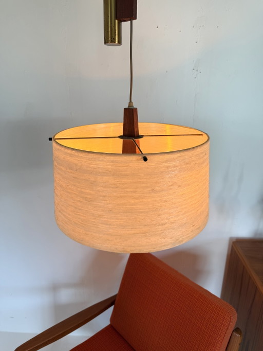 Lampada a sospensione vintage a contrappeso, Temde Leuchten anni '60 – hanglampen, Wood, Plastic