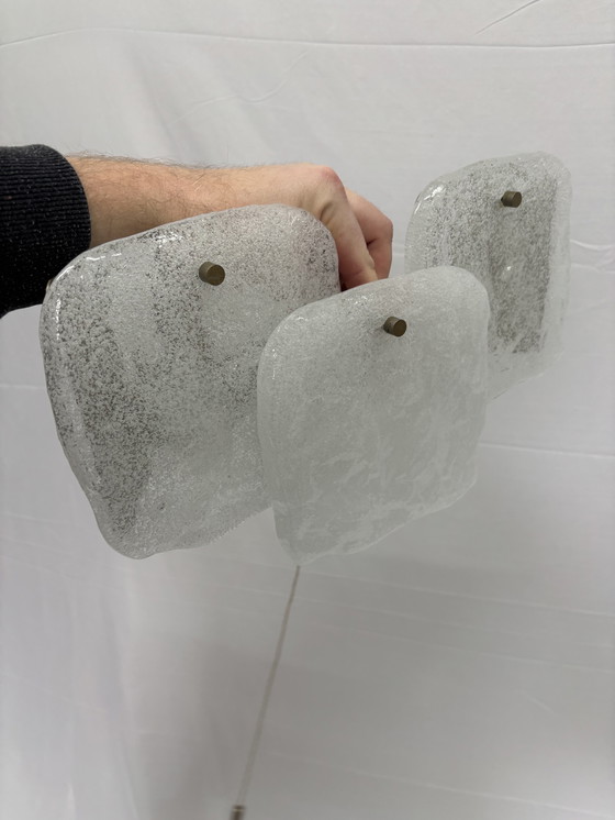 Image 1 of Vintage ice glass wall lamp Kalmar Franken Austria, 1960s