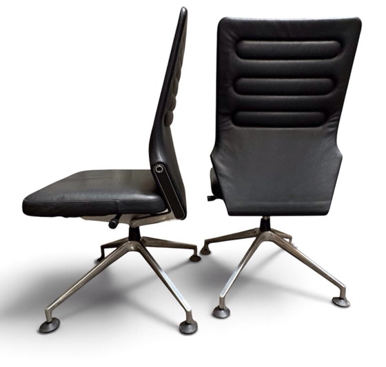 4x sedia Vitra in pelle nera – Sedie da conferenza, Metallo (photo 6 of 15)