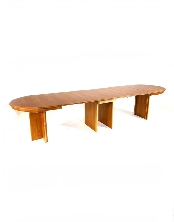 Vintage XXXL extendable teak dining table '80s (350cm!), Wood, Metal, Brown (photo 12 of 15)