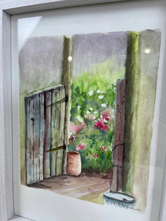 Aquarelle "au fond du jardin" – Peintures et dessins, Paper, Modern (photo 4 of 5)