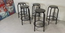 5 x tabourets de bar ronds noirs vintage
