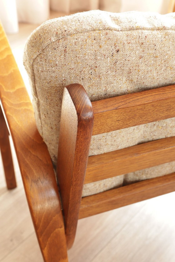 Image 1 of Mid Century Paar Loungesessel, tschechoslowakisches Duett, Designer K.Kozelka &amp; A.Kropacek, 1940er Jahre, Bugholz, natürlich