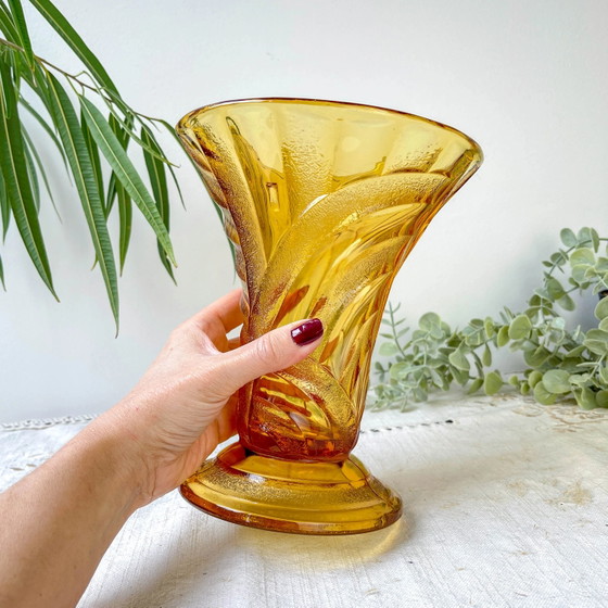 Vintage amberkleurige glazen vaas – Vazen, Glass (photo 5 of 9)