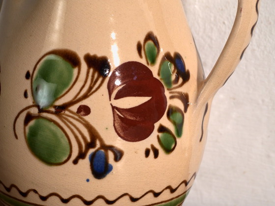 Pair of Vintage Glazed Ceramic Jugs, Central Europe, circa 1950 #1, Crockery, Red (photo 5 of 11)