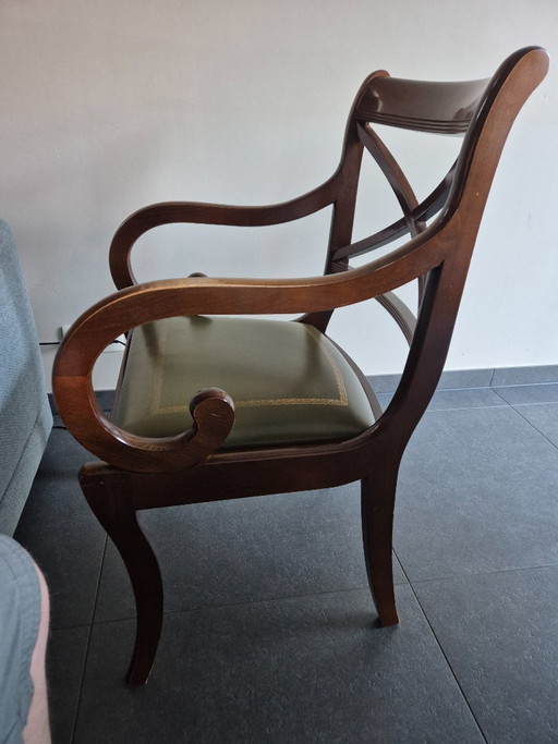 Bürostuhl im Regency-/Empire-Stil aus Mahagoni und Leder