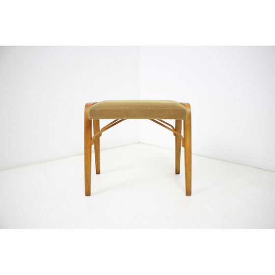 Image 1 of Vintage Thonet pouffe in wood and fabric, Czechoslovakia 1970