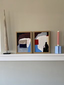 Díptico de pinturas abstractas de 21x30 cm (A4) con marco incluido.