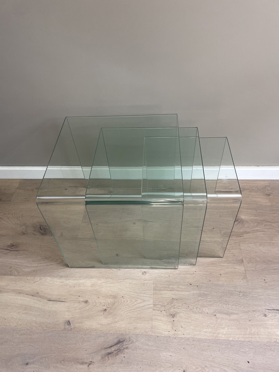 Image 1 of Vintage Set Of 3 Glass Coffee Tables