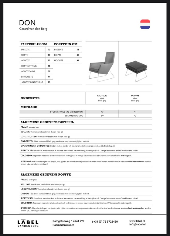 Image 1 of Don Fauteuil met Pouffe Label by Gerard van den Berg 