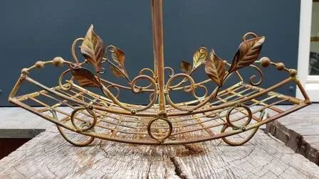 Wrought iron basket with handle small, Decorative Objects, Metal, Brown, Vintage (photo 5 of 5)