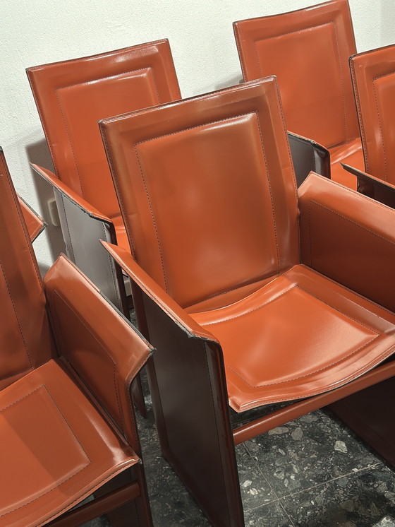 Image 1 of Set van 6 originele Italiaanse vintage Korium stoelen