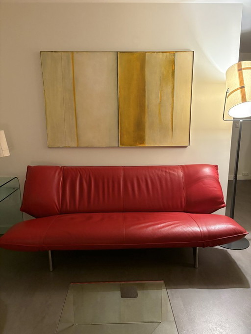 Leolux Tango 3/4-Zits Bank – Rood Leder, Verstelbaar & Luxe