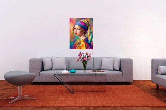 Image 1 of Cadre Sur Toile "La jeune fille à la perle" Johannes Vermeer / Décoration Murale (80x60 cm)