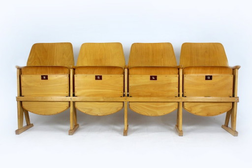 Fauteuils de cinéma vintage de Ton, années 1960, lot de 7 – klapstoelen, Wood (photo 2 of 18)