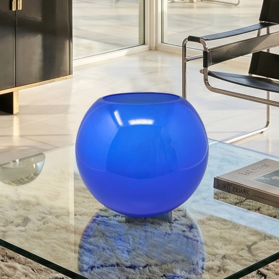Image 1 of 1970s Mid-Century Blue Vase by Ind. Vetraria Valdarnese. Made in Italy