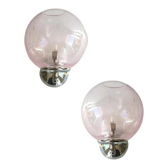 Image 1 of Pink Pulegoso Murano Glass Wall Sconces by Simoeng, Set of 2