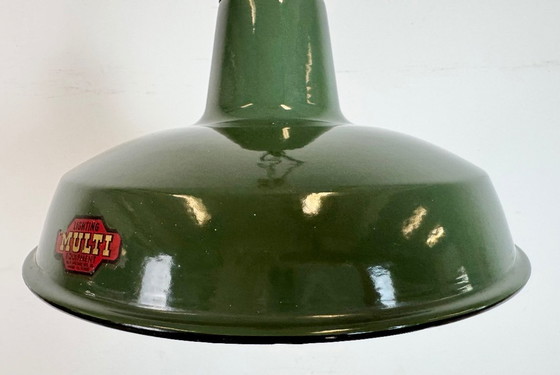 Image 1 of Lampada a sospensione industriale in smalto verde della Multi Electrical Co., anni '60