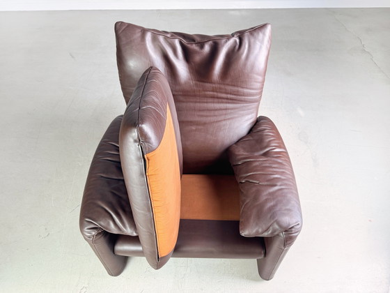 Image 1 of 2X Cassina Maralunga Armchair Leather Brown Vico Magistretti