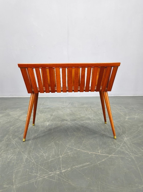 Image 1 of Danish Mid Century Teak Planter with Brass Feet, 1960s