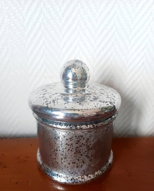 Vintage Bonboniere aus hinterlackiertem Glas