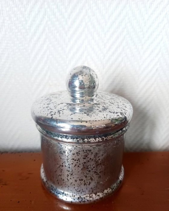 Image 1 of Vintage snoepschaal van omgekeerd beschilderd glas