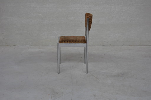 Set of 6 solid chrome dining chairs 