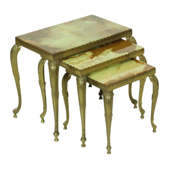 Image 1 of Nesting Tables Onyx Marble Hollywood Regency