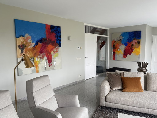 Two XL Oil Paintings Henk van Vessem – schilderijen tekeningen, Canvas