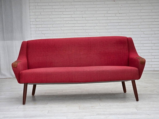 Dänisches 2-Sitzer-Sofa aus den 1970er Jahren, Möbelstoff, Teakholz.
