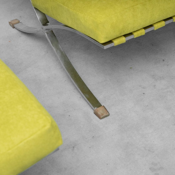 Coppia di poltrone lounge vintage in metallo cromato e tessuto verde – Anni ’60 (photo 9 of 10)