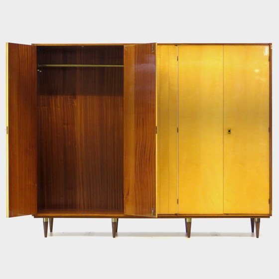 Image 1 of Large vintage design wardrobe in flamed maple and teak