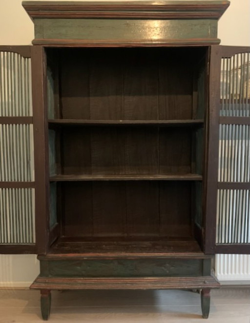 Authentischer antiker Spindelschrank / Indischer Almirah (170x104) – Wunderschöne Patina – kasten, Metal, Wood (photo 2 of 8)