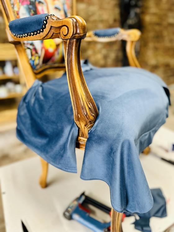 Fauteuil vintage unique – Design pop art Blanche-Neige – Wood, Velvet (photo 7 of 13)