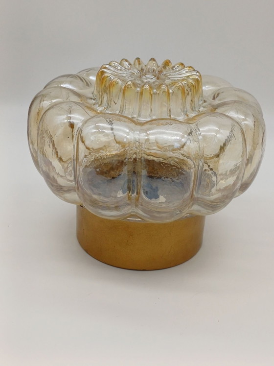 Plafonnier vintage, Verre, Métal, Doré (photo 11 sur 14)