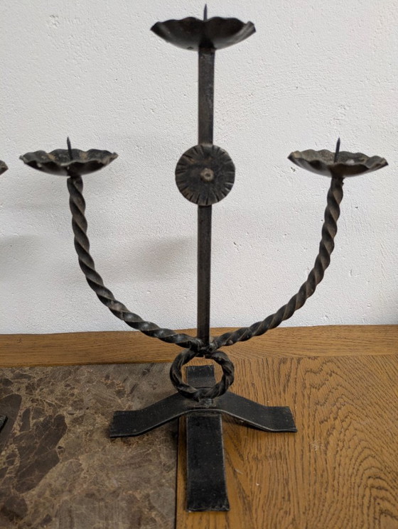 Image 1 of 2 x wrought iron candlesticks