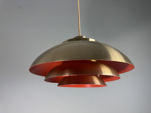 Vintage Dänisches Design Hängeleuchte Gold mit Orange