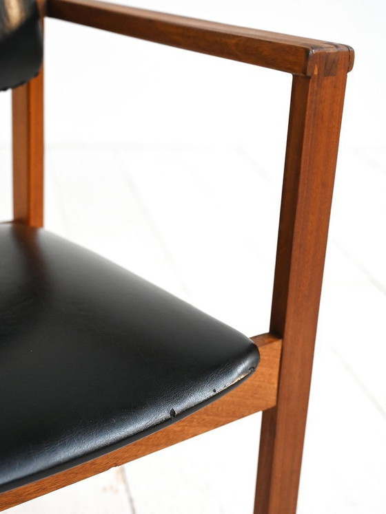 Image 1 of Teak and leather chairs, Denmark 1960s