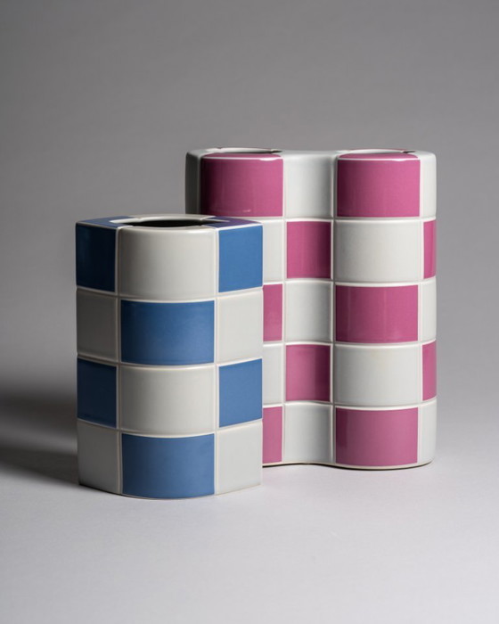 Image 1 of Postmodern Rosenthal Porcelain Vase DUO Jan v.an der Vaart Memphis Style 1980s