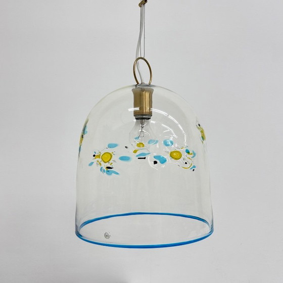 Image 1 of Mid-century design La Murrina glass hanging lamp flowers , 1970s , Italy