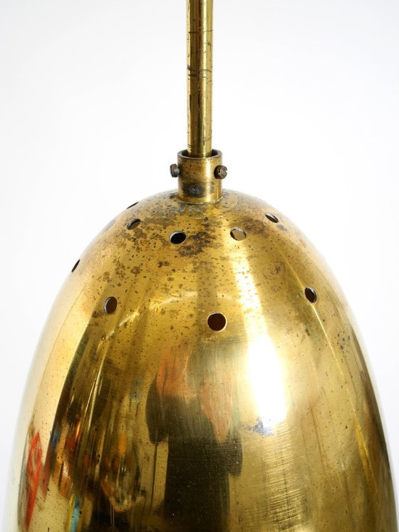 Image 1 of Beautiful height-adjustable original Mid Century Modern brass pendant lamp