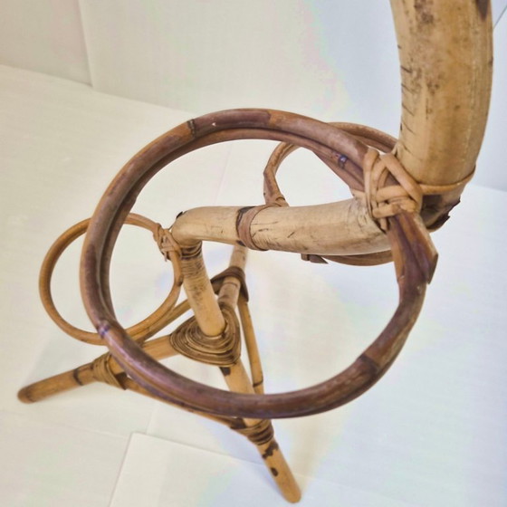 Image 1 of PORTE-PLANTES VINTAGE 1960 SERPENT GEANT EN BAMBOU & ROTIN 60S 1960S ANNEES 60