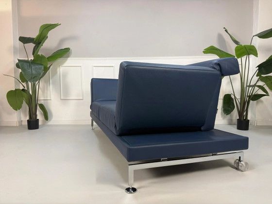 Image 1 of Brühl Moule Sofá Grande Leder Blau Schlafsofa Schlaffunktion