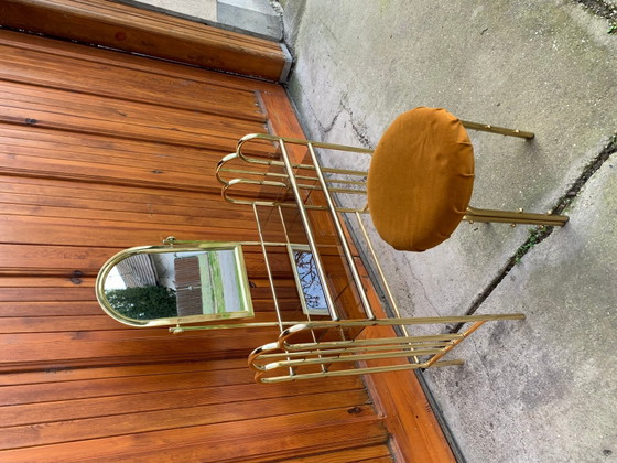 Toletta e Sgabello Vintage in Ottone, Anni '50, Set di 2 – Tolette (photo 5 of 6)